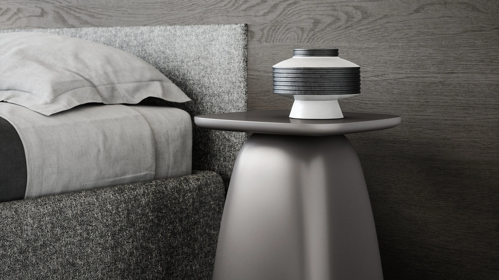 Comodino Cliff in poliuretano laccato di Novamobili