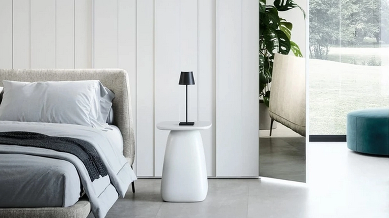 Comodino Cliff in poliuretano laccato di Novamobili