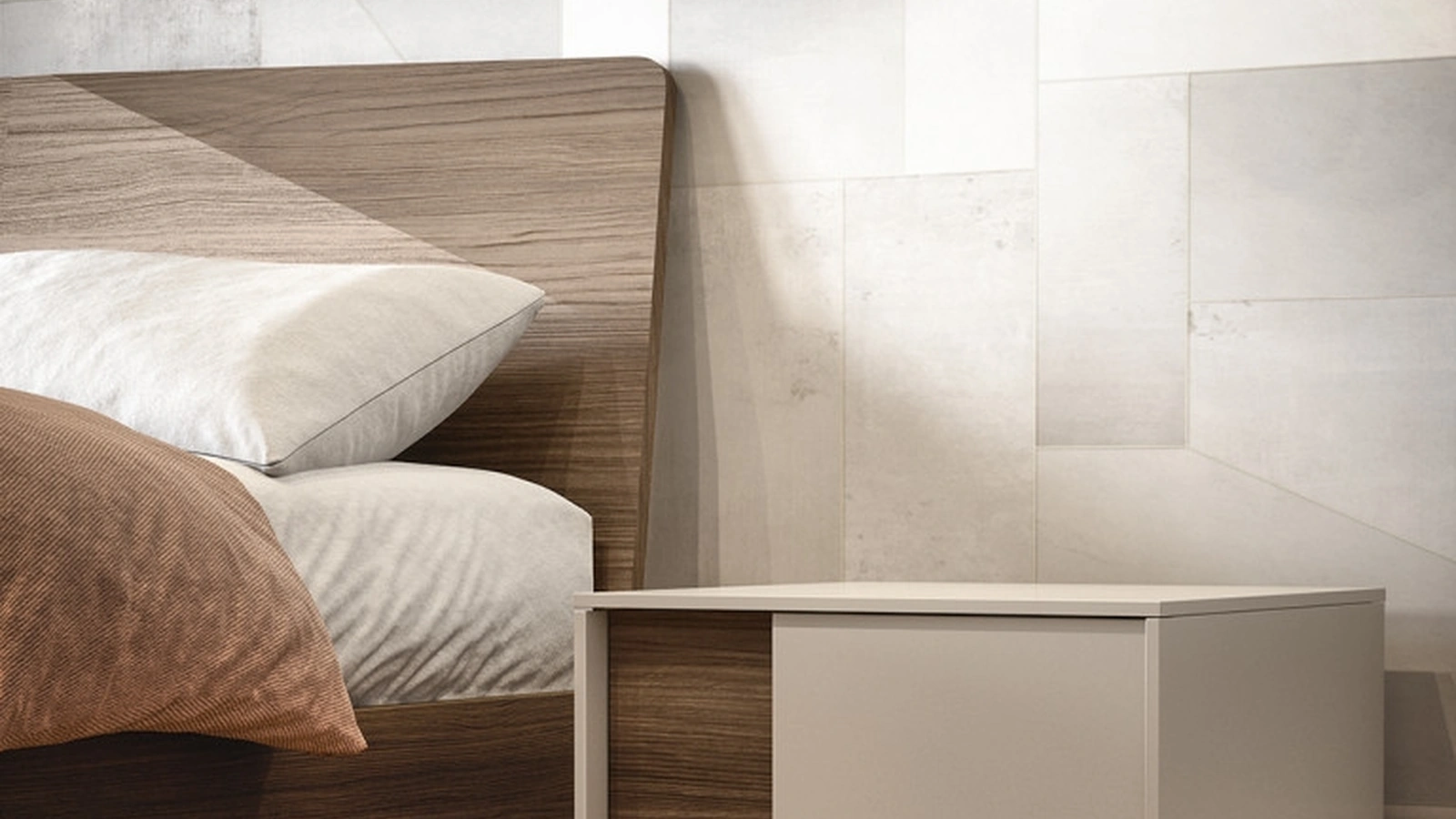 Comodino Parigi in melaminico Canapa e Rovere Cotto di Cinquanta3