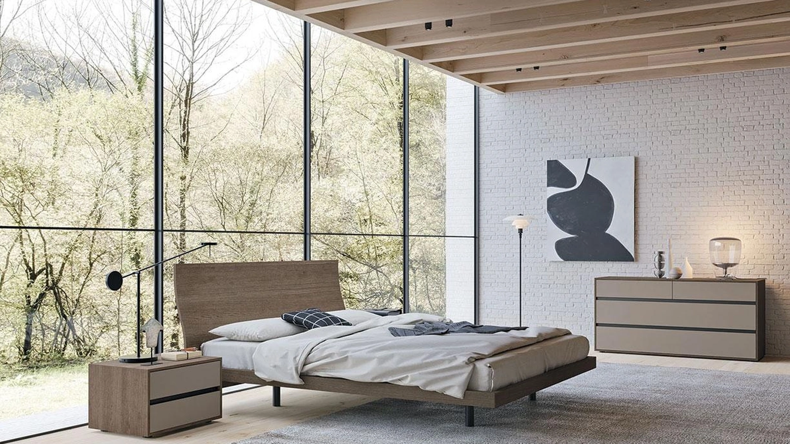 Gruppo Notte Gali in laccato opaco e frassino di Mobilgam