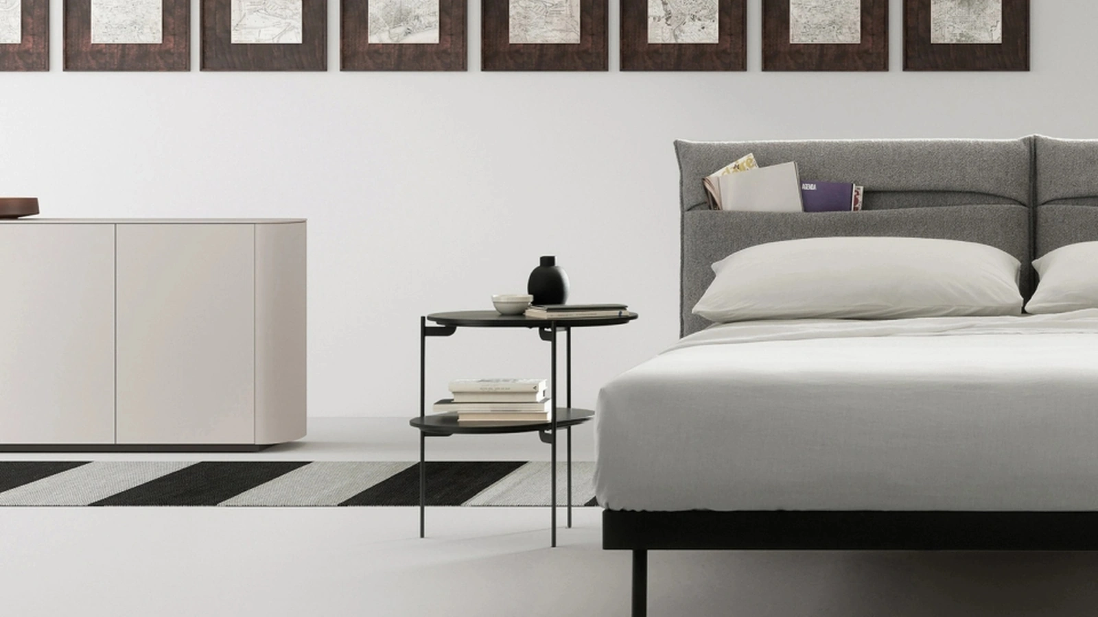 Comodino Loto in laccato e metallo di Caccaro