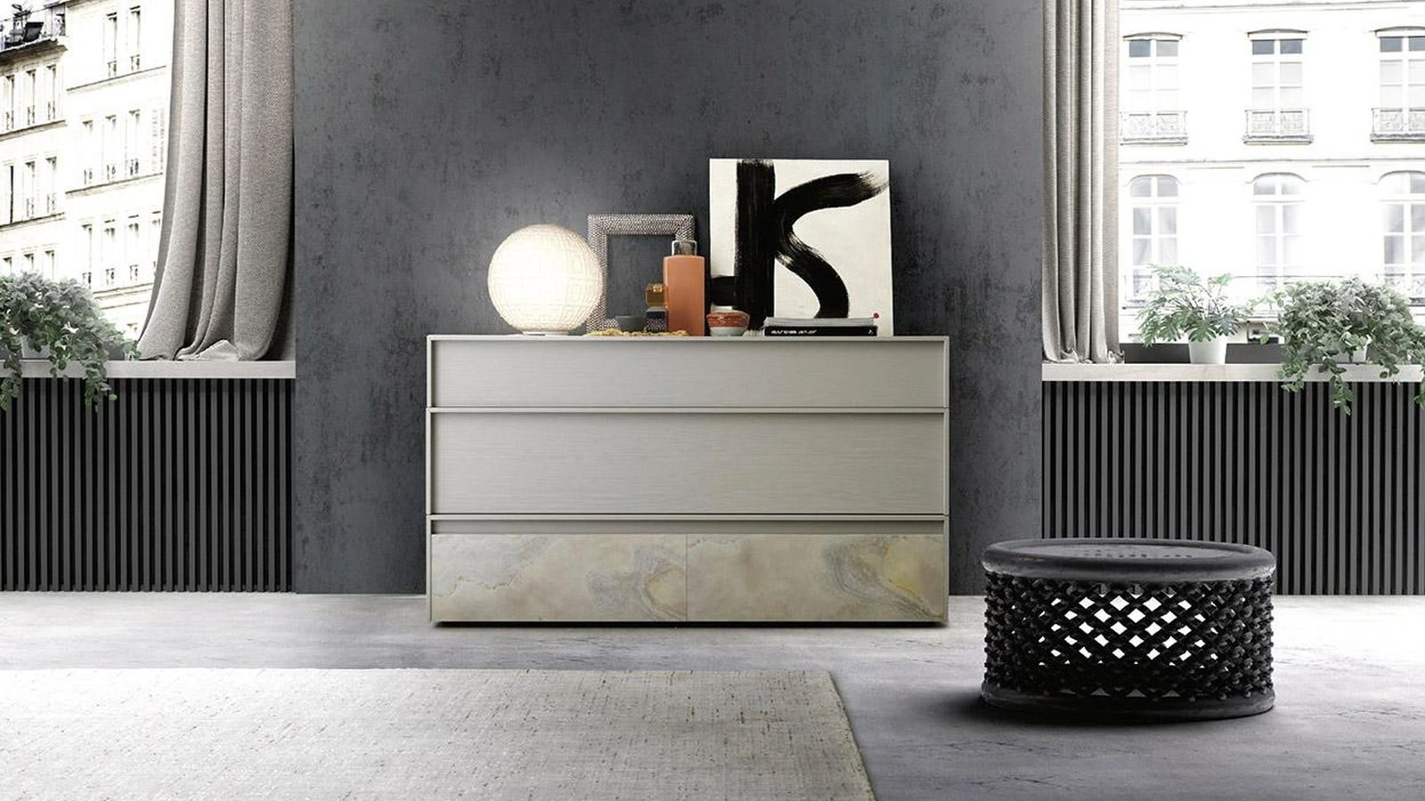 Comò Frame in frassino laccato di Mobilgam