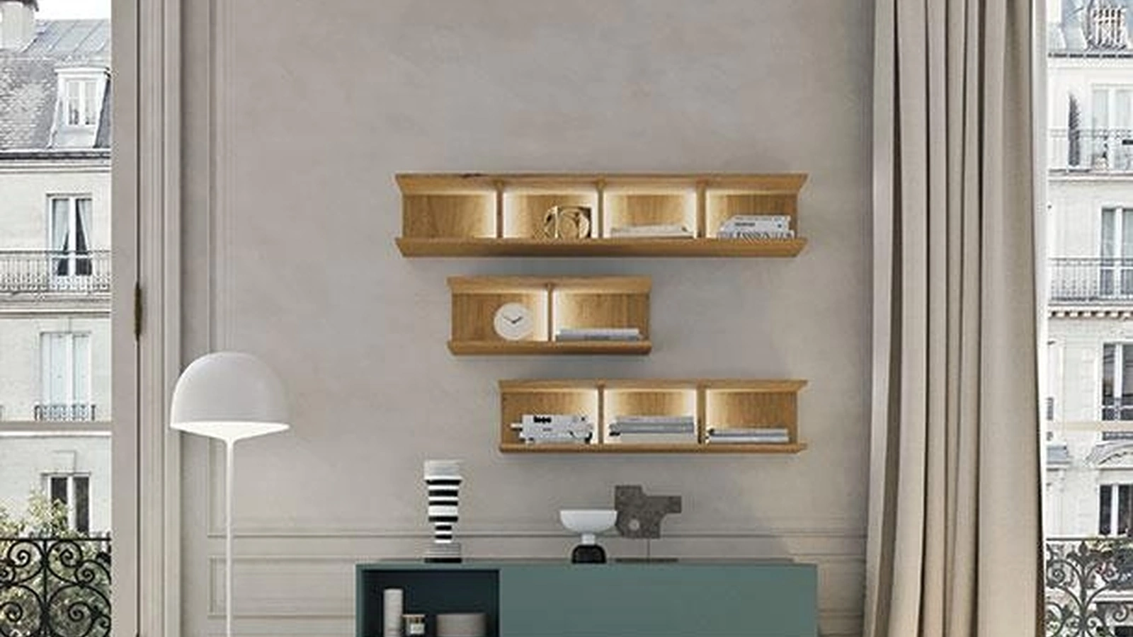 Comò Quadra in laccato opaco e frassino di Mobilgam