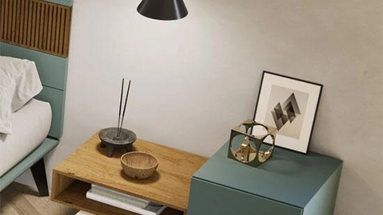 Comodino Quadra in laccato opaco e frassino di Mobilgam