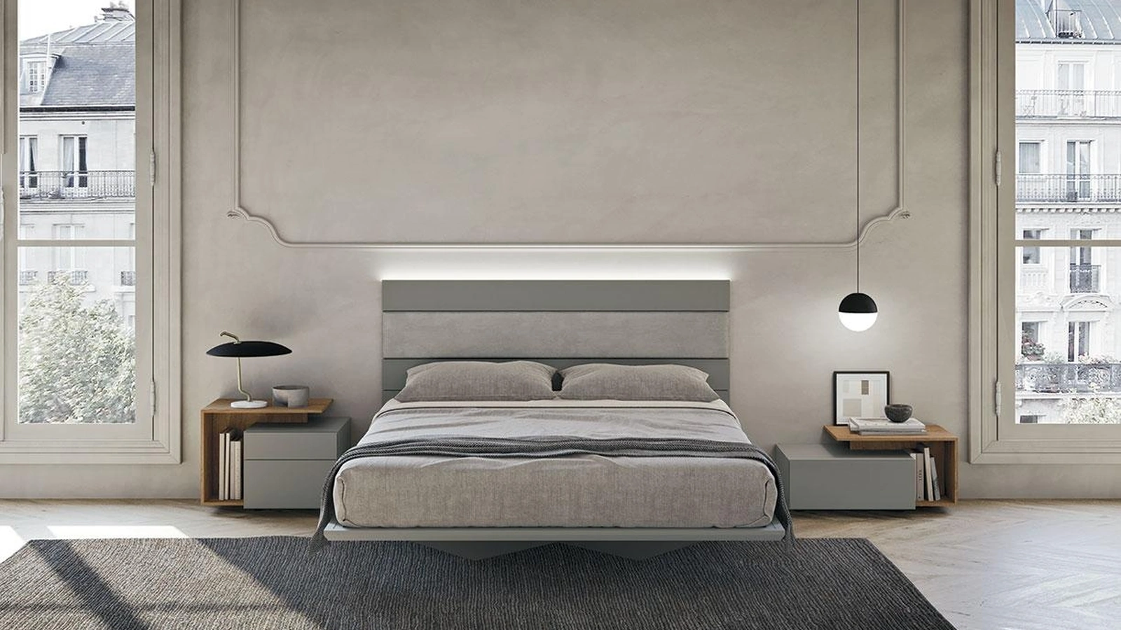 Comodino Quadra in laccato opaco e frassino di Mobilgam