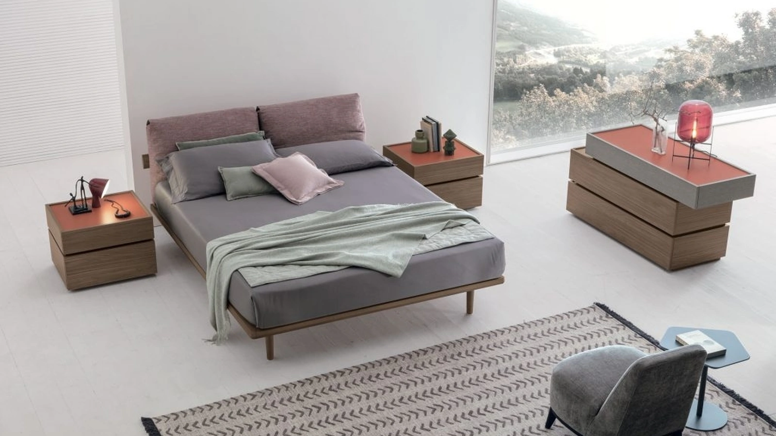 Gruppo Notte Replay in materico noce ambra di Tomasella