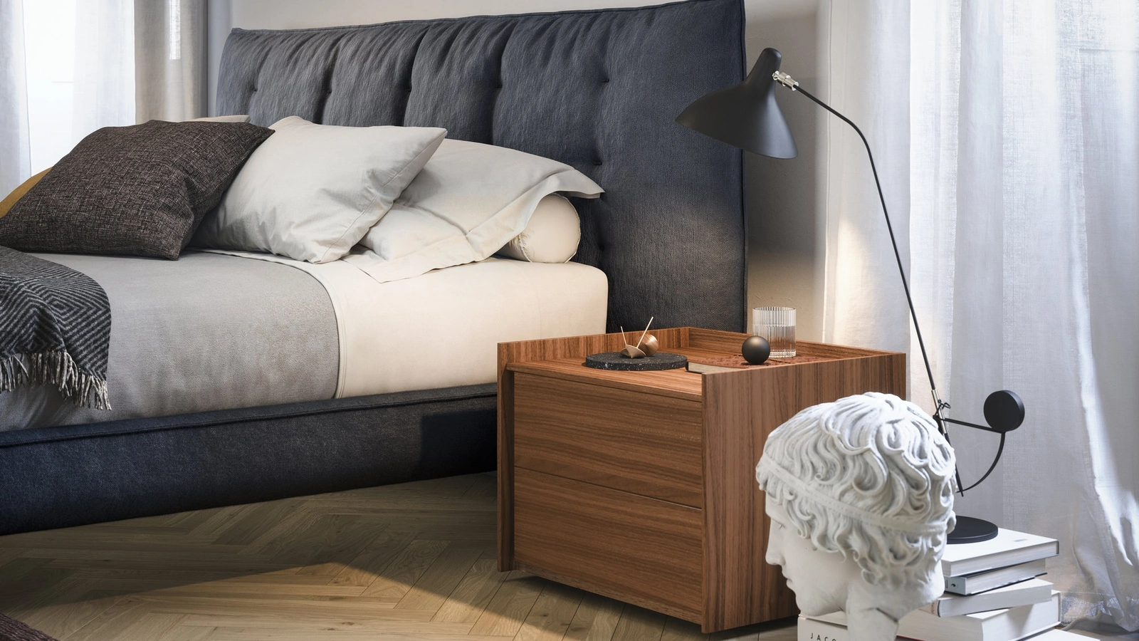 Comodino Sly in legno noce canaletto di Novamobili