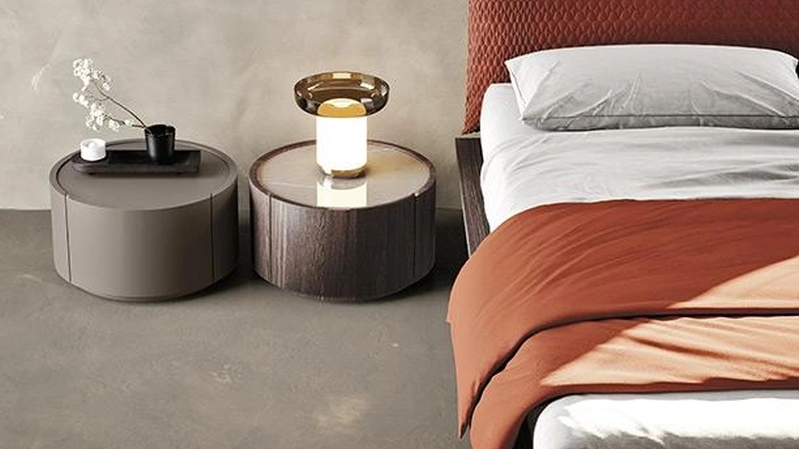 Comodino rotondo Tolo in legno e in laccato di Mobilgam