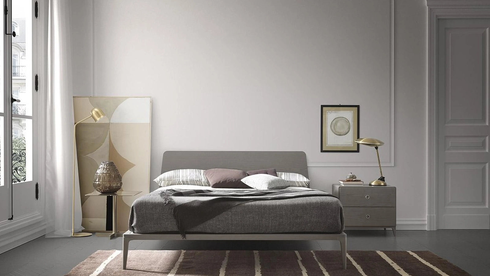 Letto matrimoniale Ariel in legno con testiera di Mobilgam