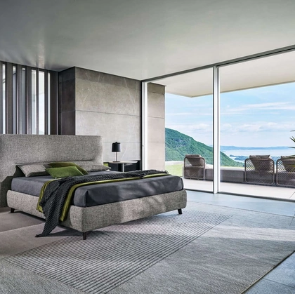 Letto in tessuto con testiera De-Light di Twils