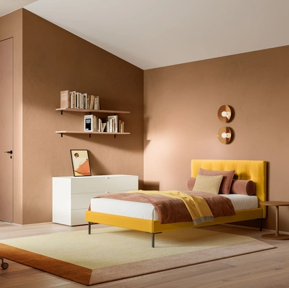 Letto Singolo in tessuto Max Capitonné di Twils