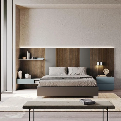 Letto matrimoniale con testiera Sistema Sipario di Mobilgam