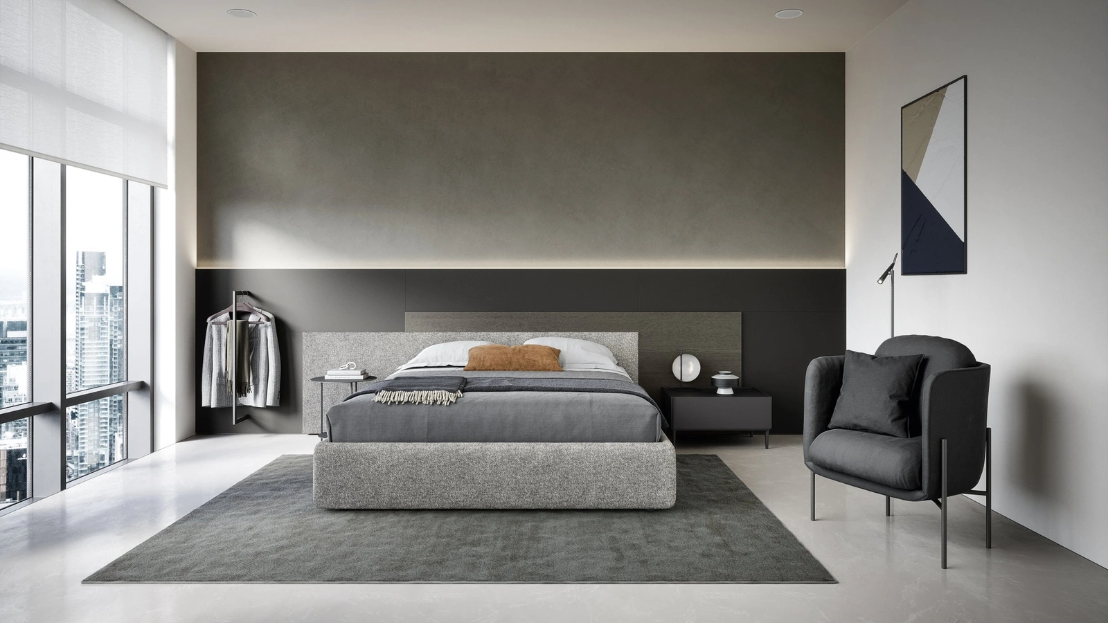 Letto Testiera Time con contenitore di Novamobili