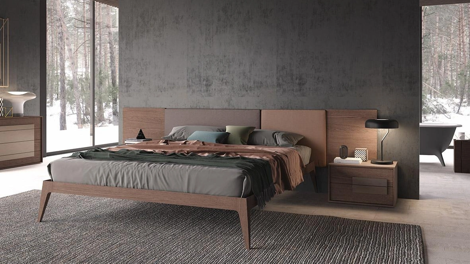 Letto Tetris in legno e tessuto Mobilgam