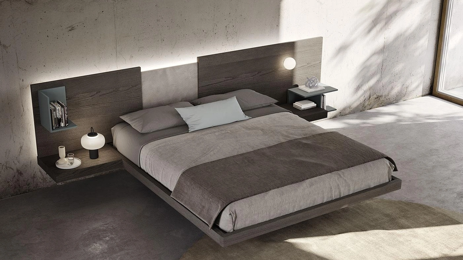 Letto in legno con testiera Wall System Dreaming 05 di Mobilgam