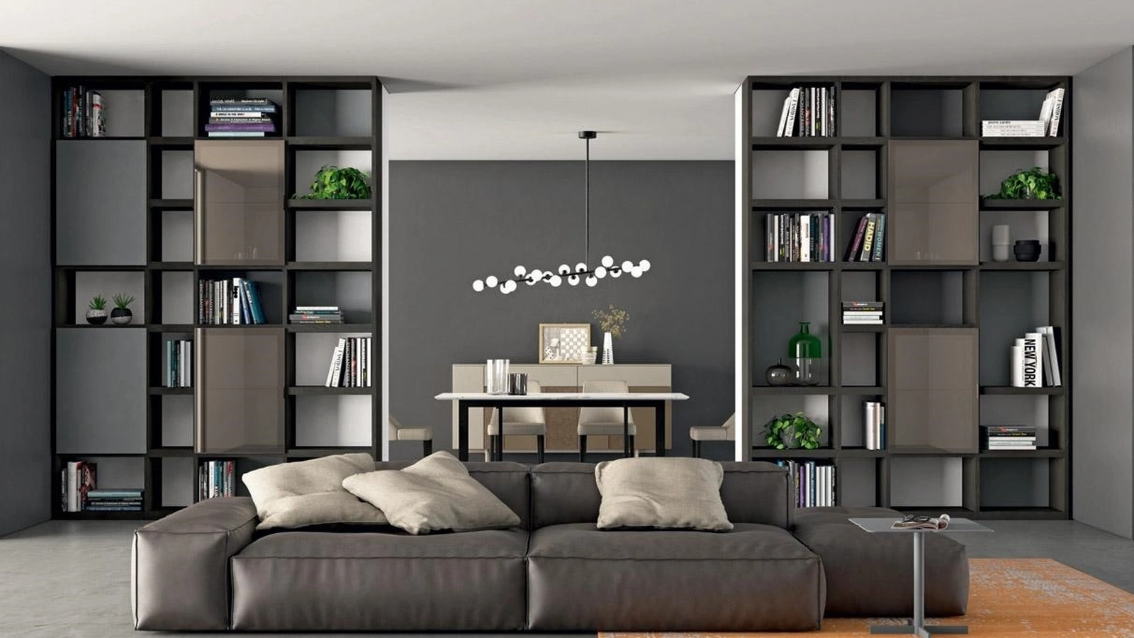 Libreria Horizon 866 in laccato opaco e lucido di Mobilgam