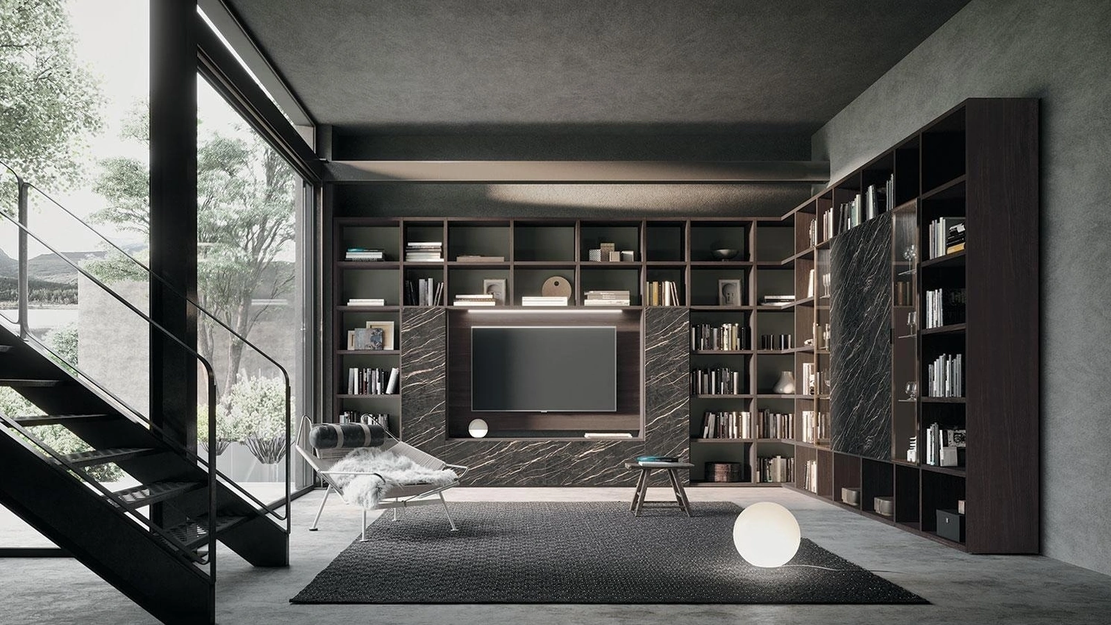 Libreria componibile a muro Horizon 942 in legno e laminato di Mobilgam