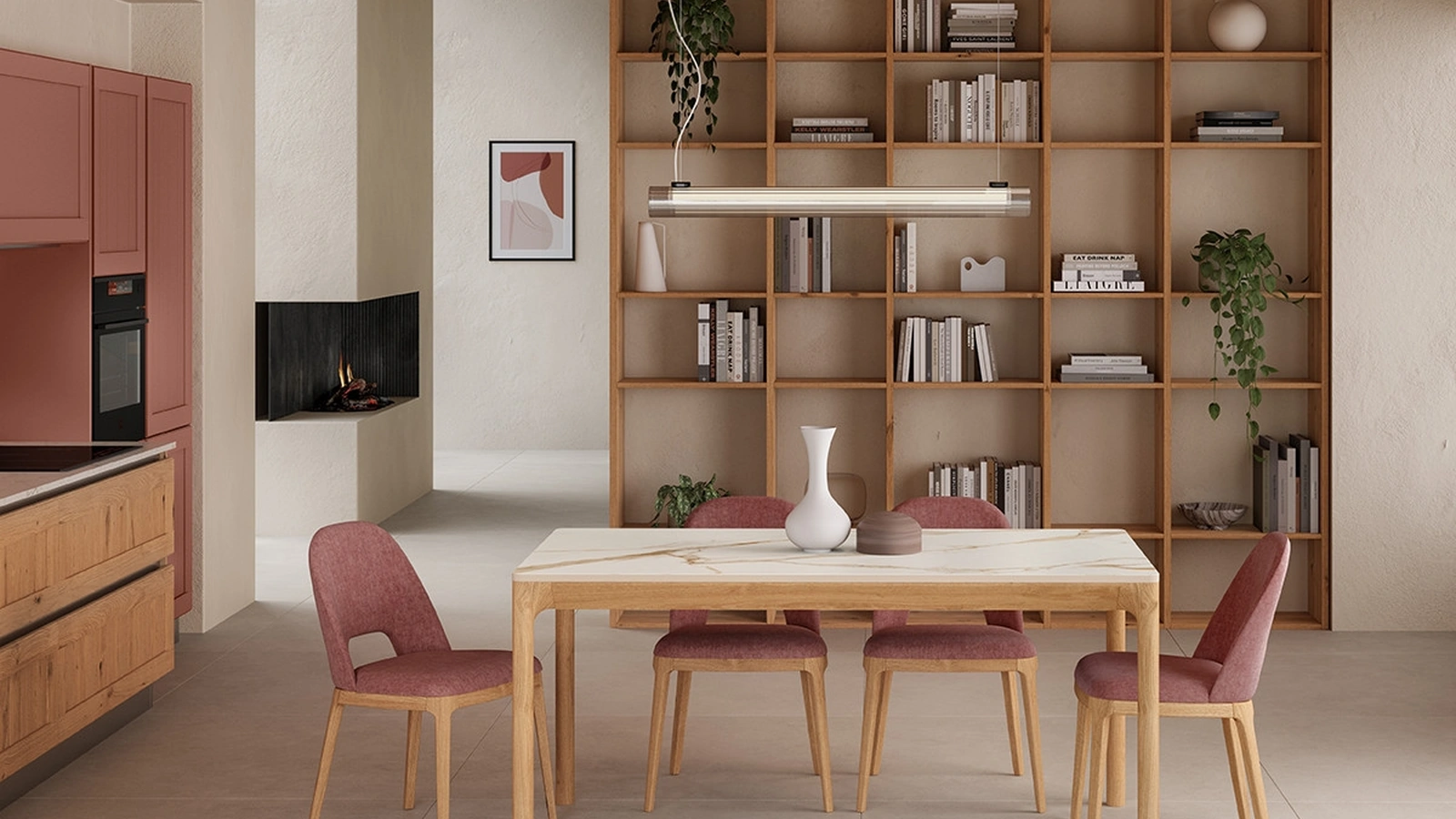 Libreria componibile Living 05 in Rovere nodoso di Veneta Cucine