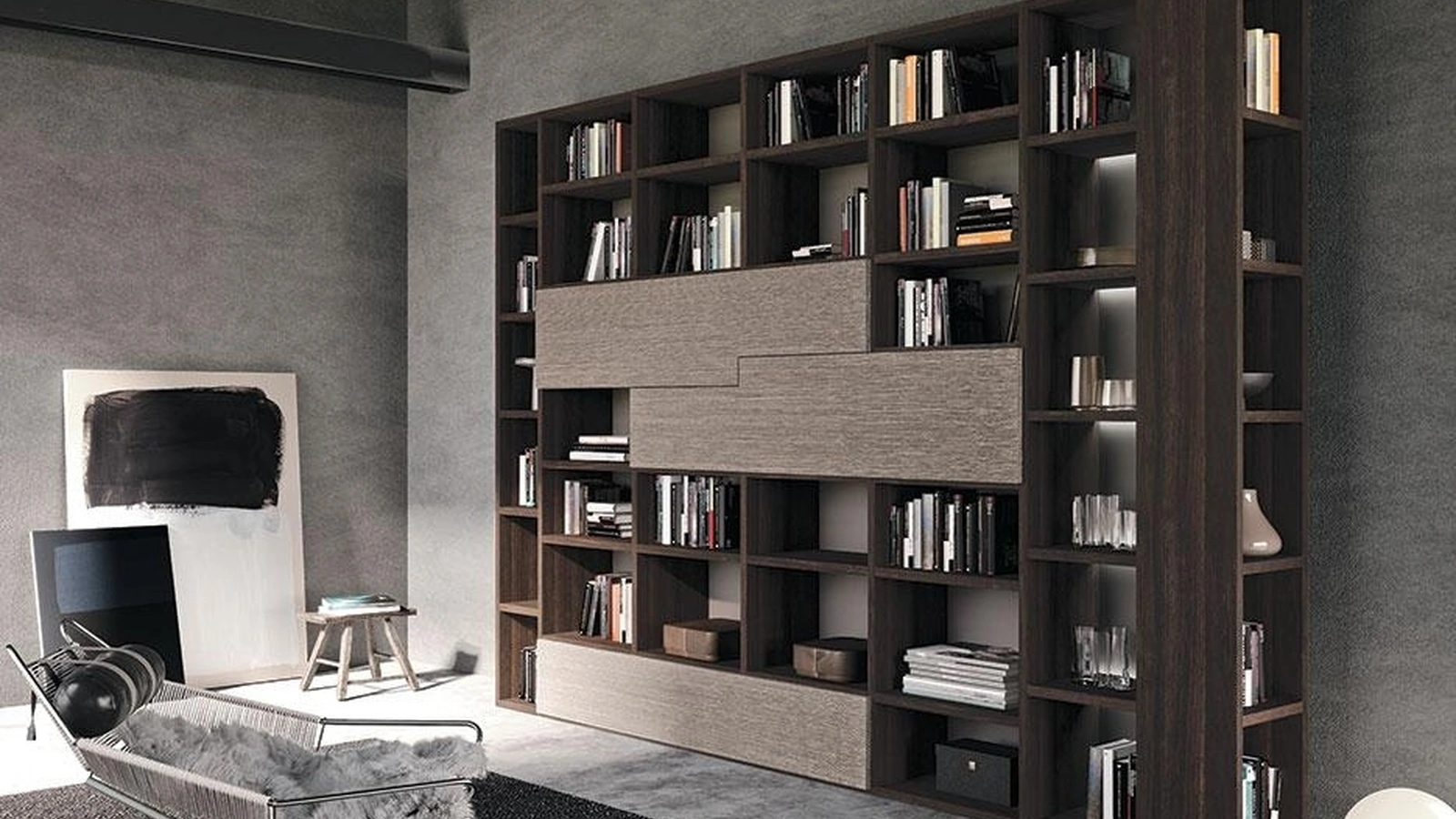 Libreria Horizon 944 in legno e laminato di Mobilgam