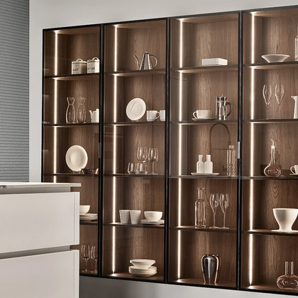 Libreria a muro Sunset in vetro di Veneta Cucine