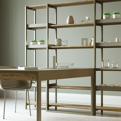 Libreria divisoria Tribeca 01 in metallo e Noce nodoso di Veneta Cucine