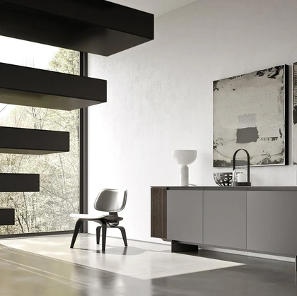 Madia Horizon Gola 954 in laccato opaco e legno di Mobilgam