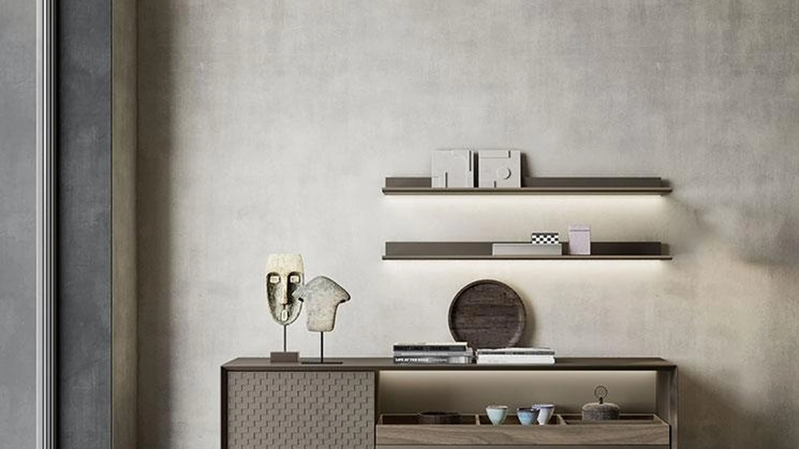 Madia Horizon Zen 1030 in laccato e legno intarsiato di Mobilgam