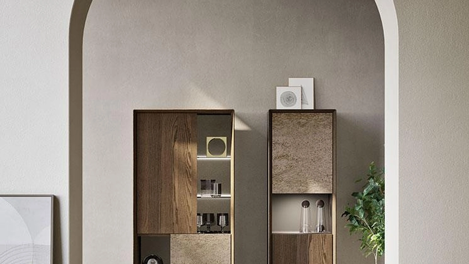 Madia Horizon Zen 1031 in legno e pietra di Mobilgam