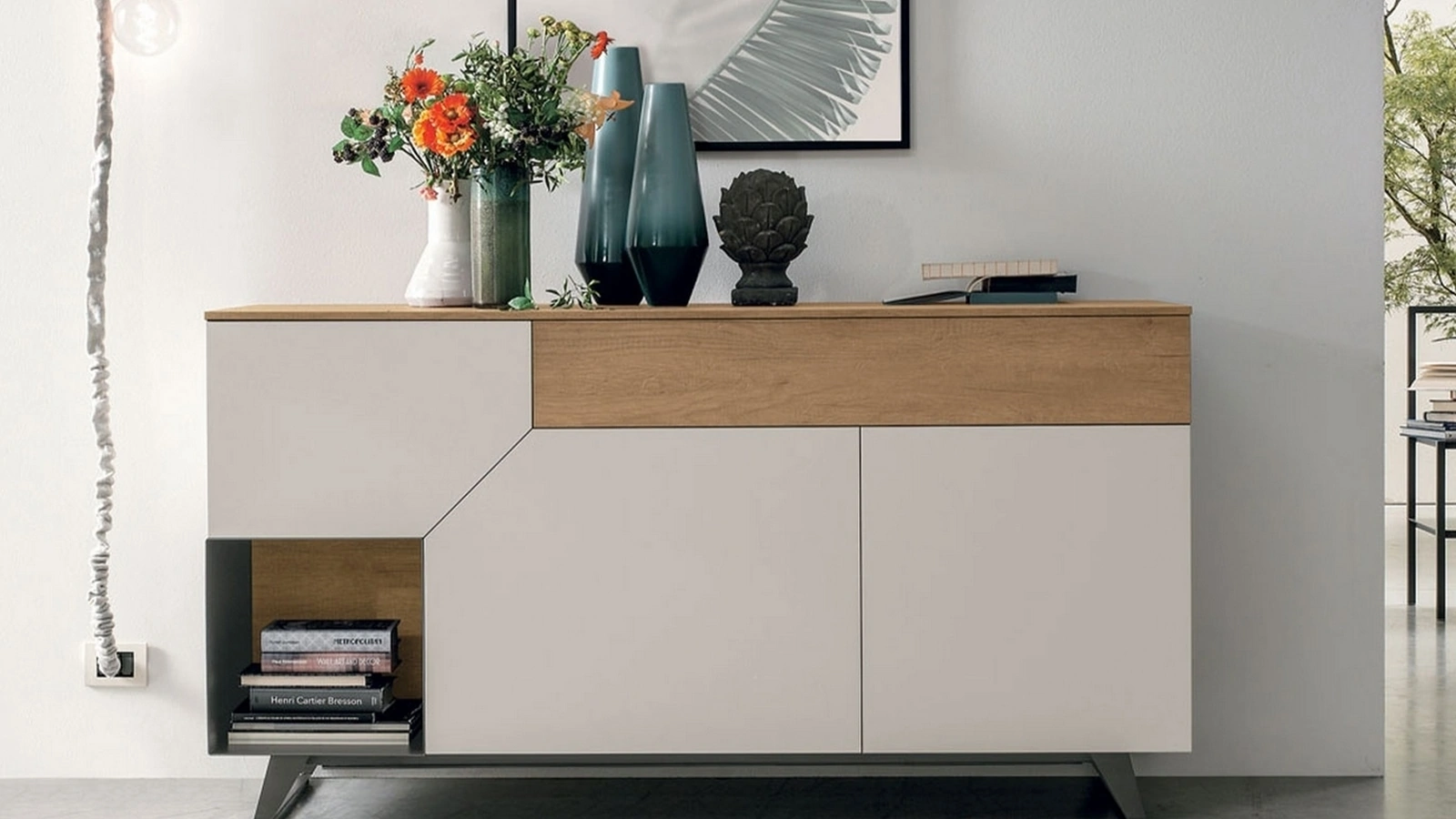 Madia Remix X01 in materico opaco madreperla, materico nodato chiaro e base in metallo antracite di Tomasella