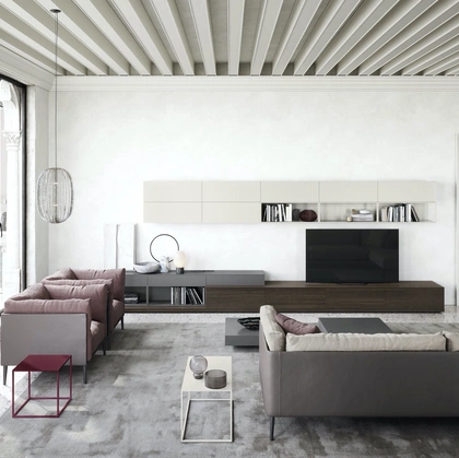 Parete Attrezzata Box 18 Rays in legno e laccato opaco di Novamobili