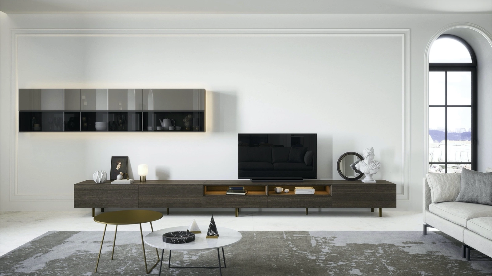 Parete Attrezzata Box 18 Rovere Terra e vetro di Novamobili