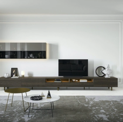 Parete Attrezzata Box 18 Rovere Terra e vetro di Novamobili