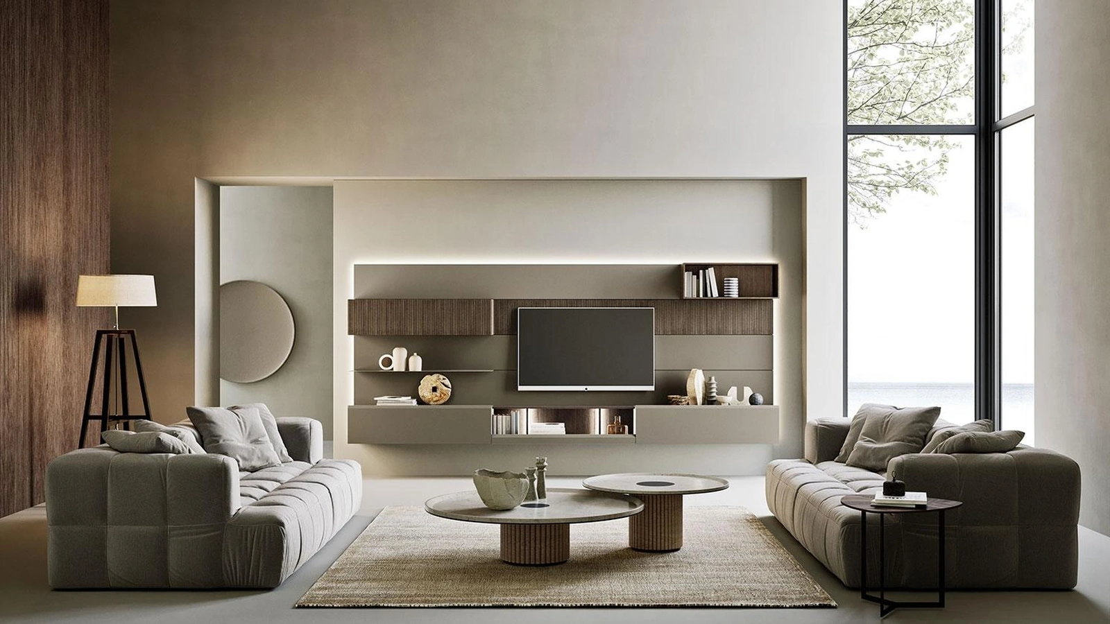 Parete Attrezzata sospesa Composizione Horizon 1002 di Mobilgam