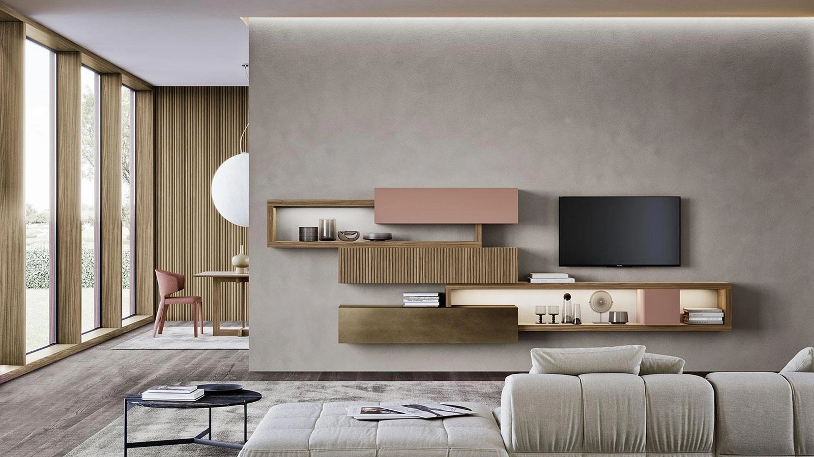 Parete Attrezzata Composizione Horizon 1021 di Mobilgam