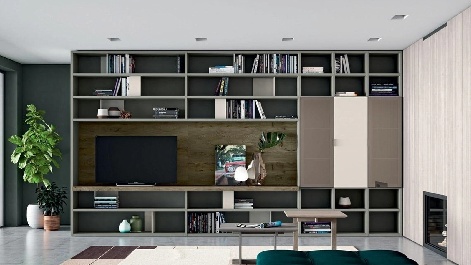 Parete Attrezzata Composizione Horizon 865 in laccato e legno di Mobilgam