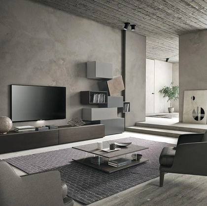 Parete Attrezzata Composizione Horizon 927 in legno e laccato di Mobilgam