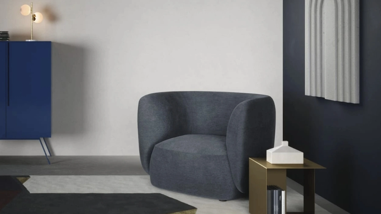 Poltroncina Blossom in tessuto imbottito dalle linee curve di Novamobili