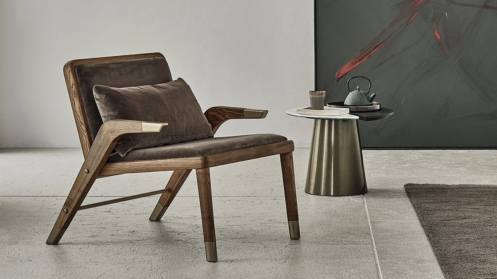 Poltrona Lady in pelle e legno di Bontempi