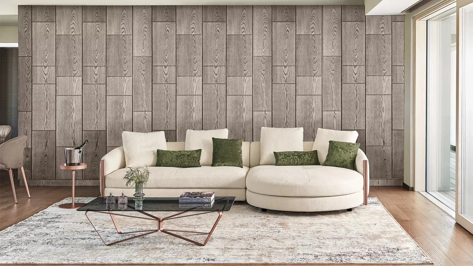 Divano in tessuto con penisola Bonnie di Bontempi