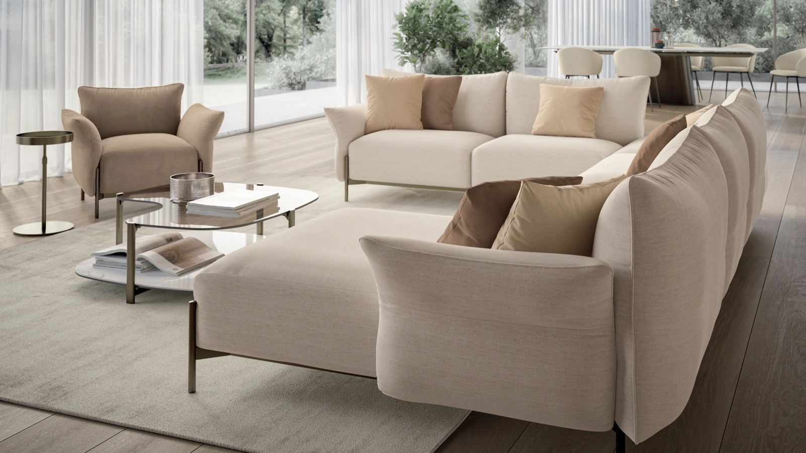 Divano con penisola Victor di Bontempi