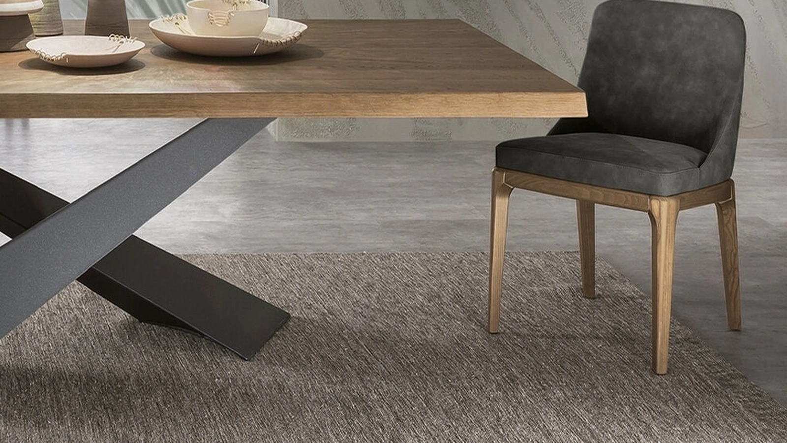 Sedia Margot in econabuk e legno di Riflessi