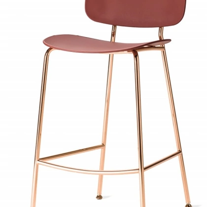 Sgabello Tondino con schienale e seduta in polipropilene e base in metallo di Veneta Cucine