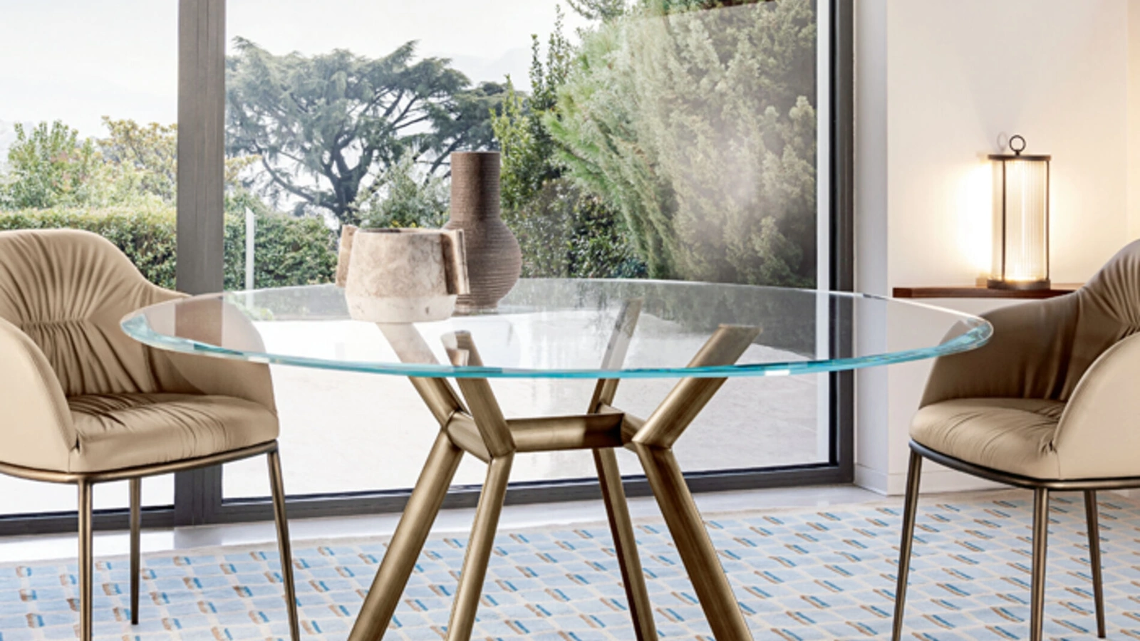 Tavolo rotondo Paradise in cristallo di Riflessi