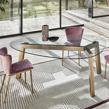 Tavolo Treble con top a goccia in cristallo di Riflessi