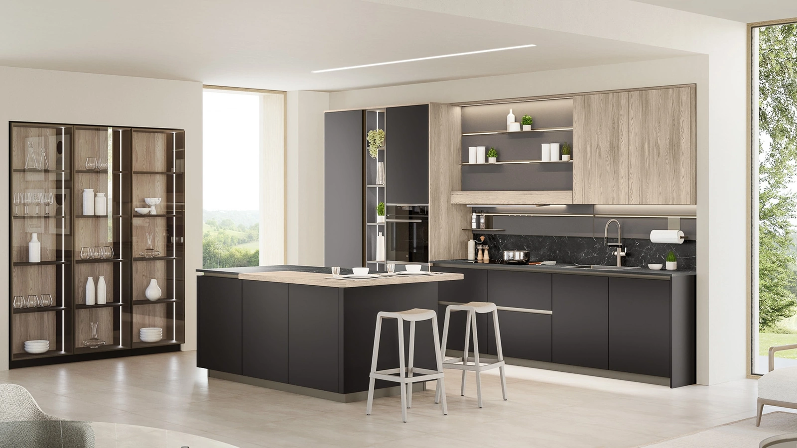 Cucina Moderna con isola Start-Time J 02 di Veneta Cucine