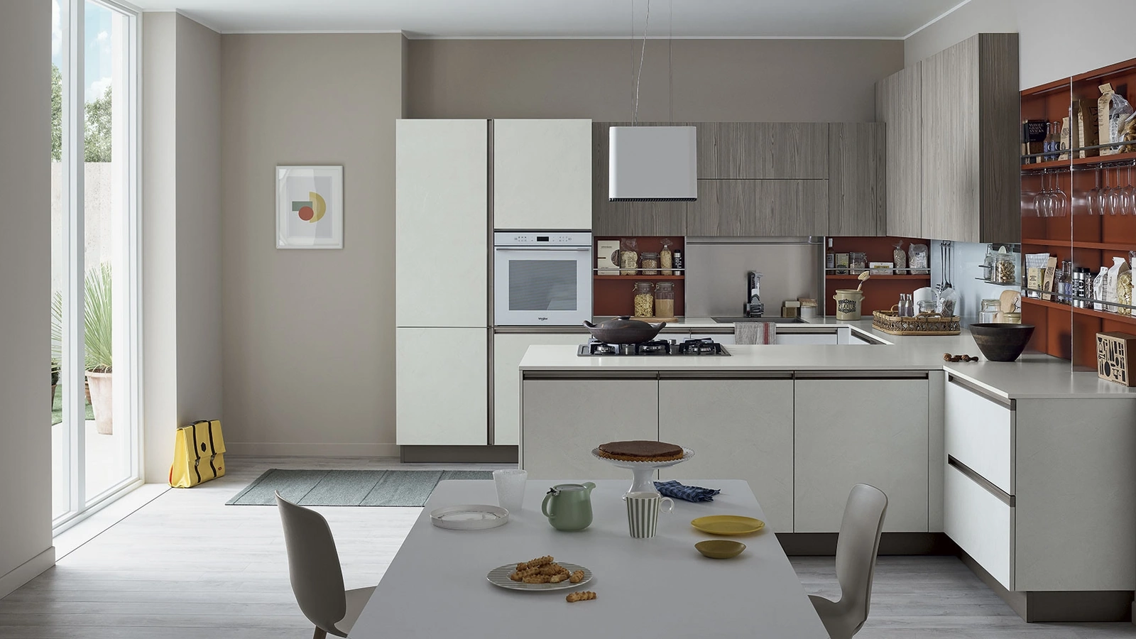 Cucina Moderna con penisola Start-Time Presa 04 di Veneta Cucine