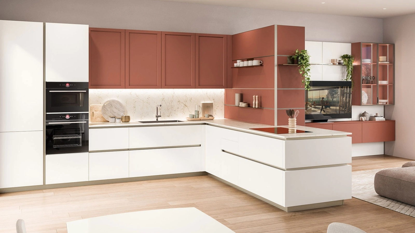 Cucina Moderna con penisola Lounge 01 di Veneta Cucine